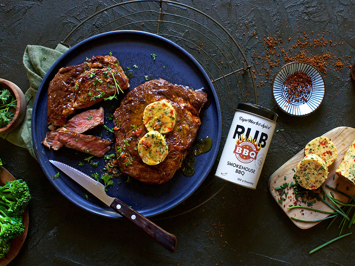 Ribeye steak with Smokehouse BBQ butter